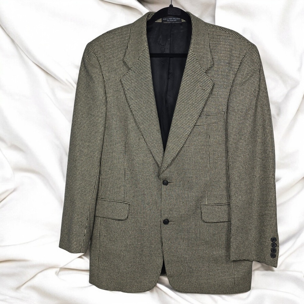 Gianfranco Ruffini Houndstooth Silk Blend Blazer Jacket‎ Italian Fabric Mens L40
